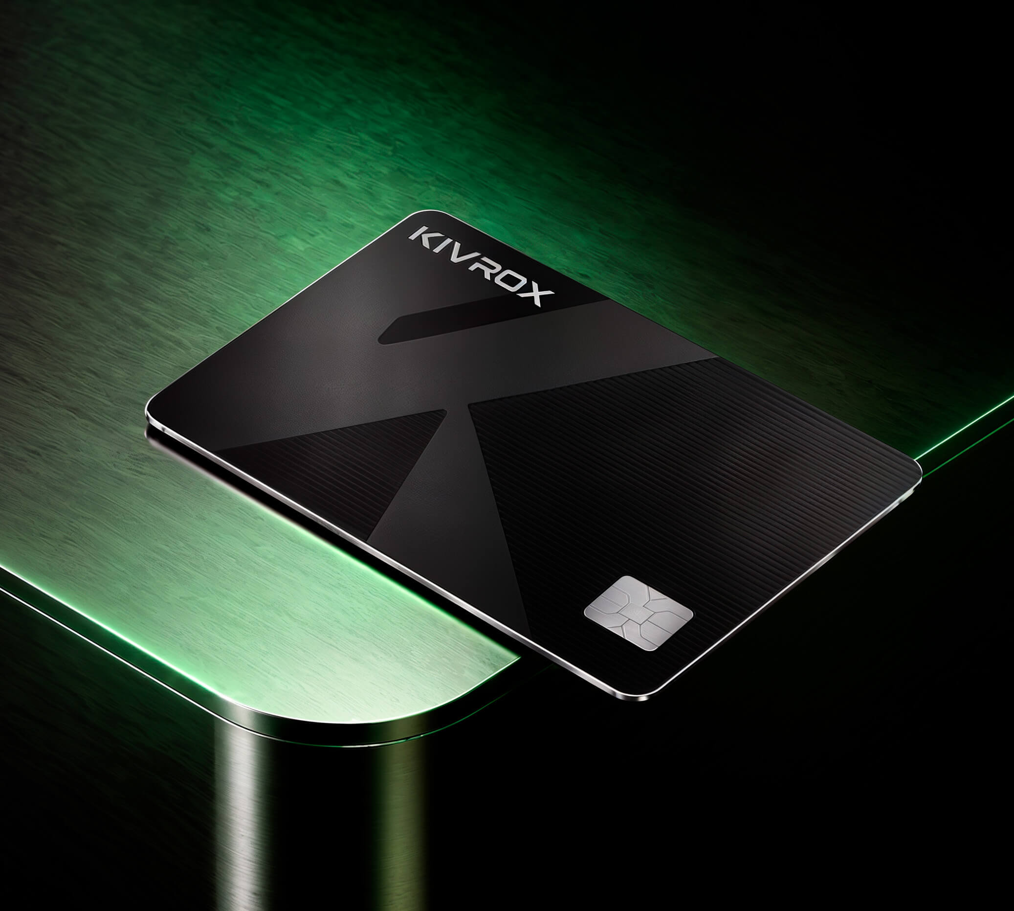 Cartão Kivrox preto com iluminação verde